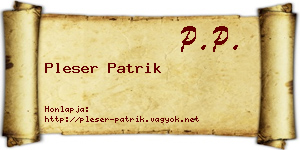 Pleser Patrik névjegykártya